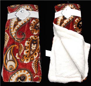 Casual Chic Paisley Rust Gold Black Brown Sherpa 50 X 60 Soft