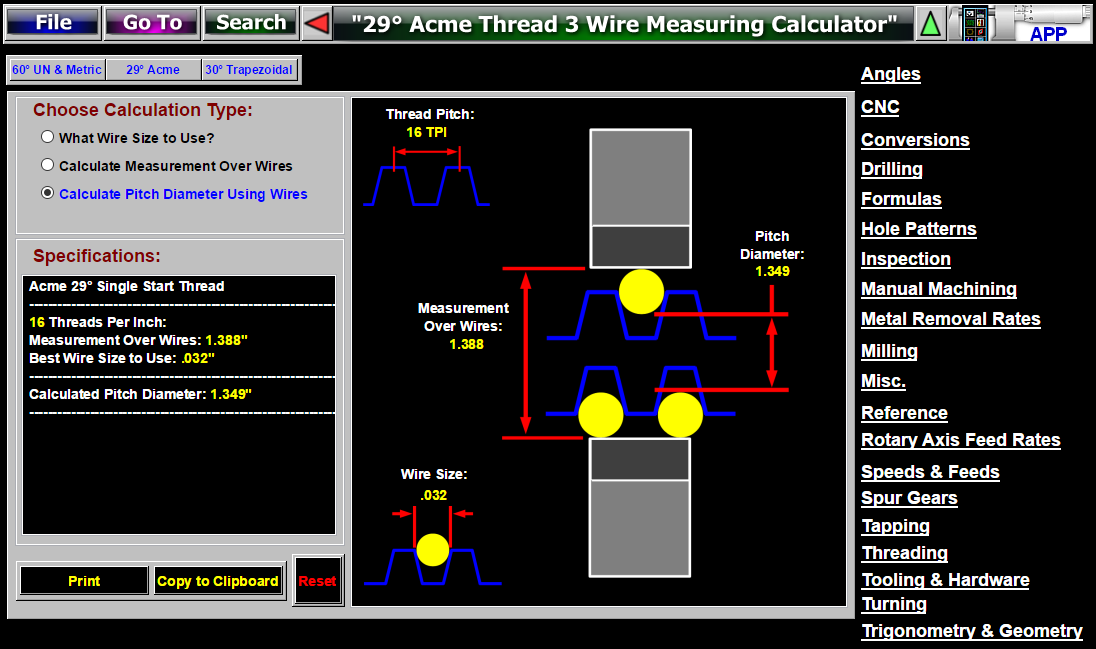 Metric Acme Thread Size Chart