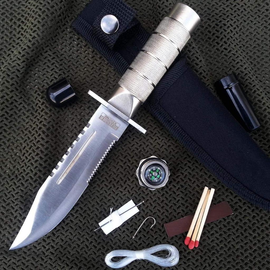 8.5" SURVIVAL COMBAT TACTICAL SERRATED HUNTING KNIFE w/ SHEATH Bowie Fixed Blade eBay