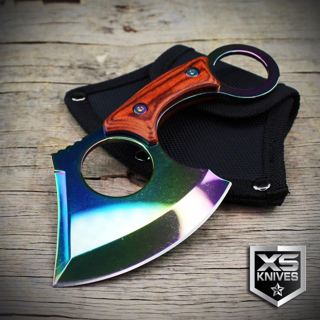 2pc Tactical Set Straight Edge Fixed Blade Cleaver Axe Hunting knife
