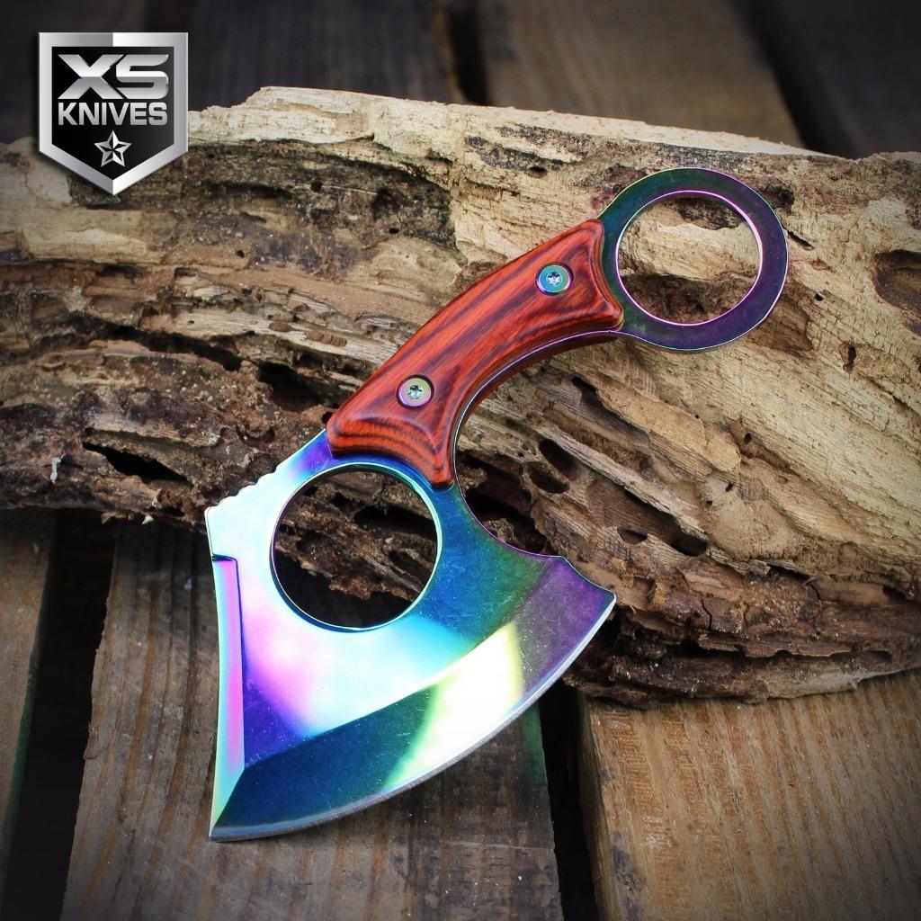 2pc Tactical Set Straight Edge Fixed Blade Cleaver Axe Hunting knife