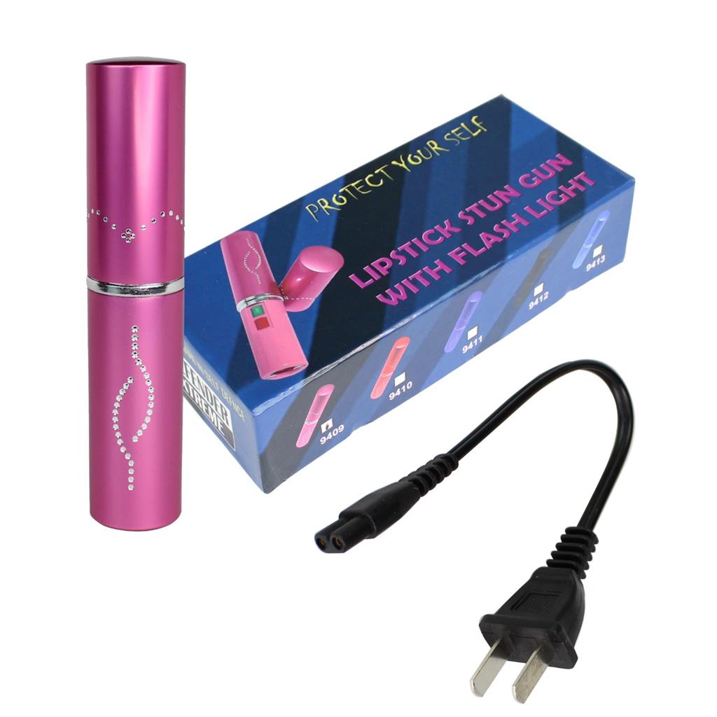 2pc Defender Pink Lipstick Stun Gun + Slider Key Chain Taser Kit Rechargeable eBay