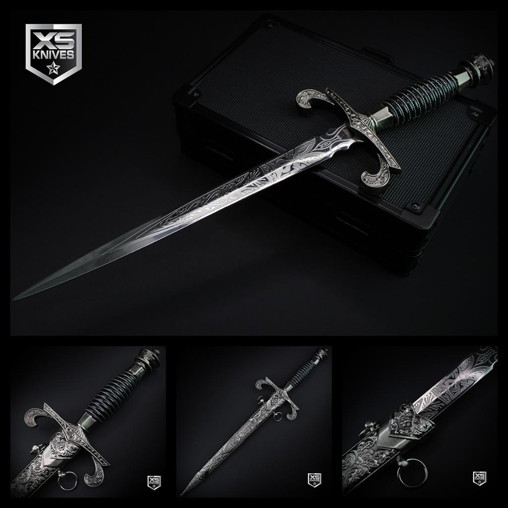 15" Ornate Black MEDIEVAL Dagger Sword Collectors