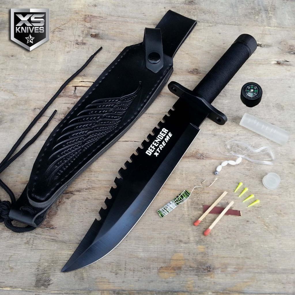 13 Combat Survival Tactical Black Fixed Blade Hunting Bowie Knife Sheath Ebay