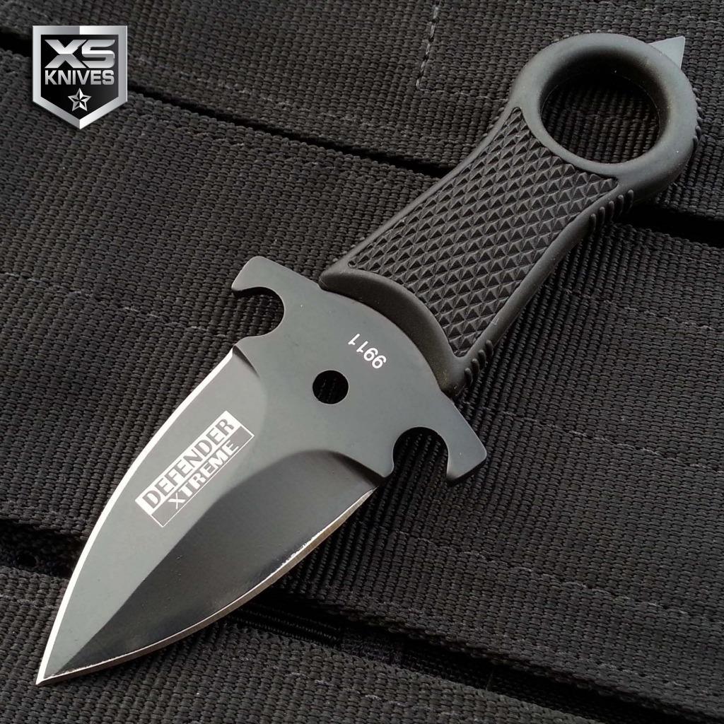 5" Full Tang Survival Black Tactical Hunting Fixed Blade Neck Knife