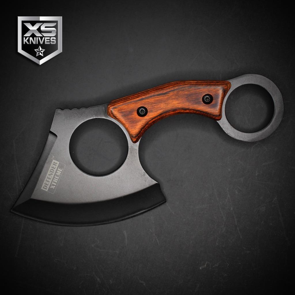 Black Tactical STRAIGHT EDGE Fixed Blade CLEAVER AXE Hunting Knife