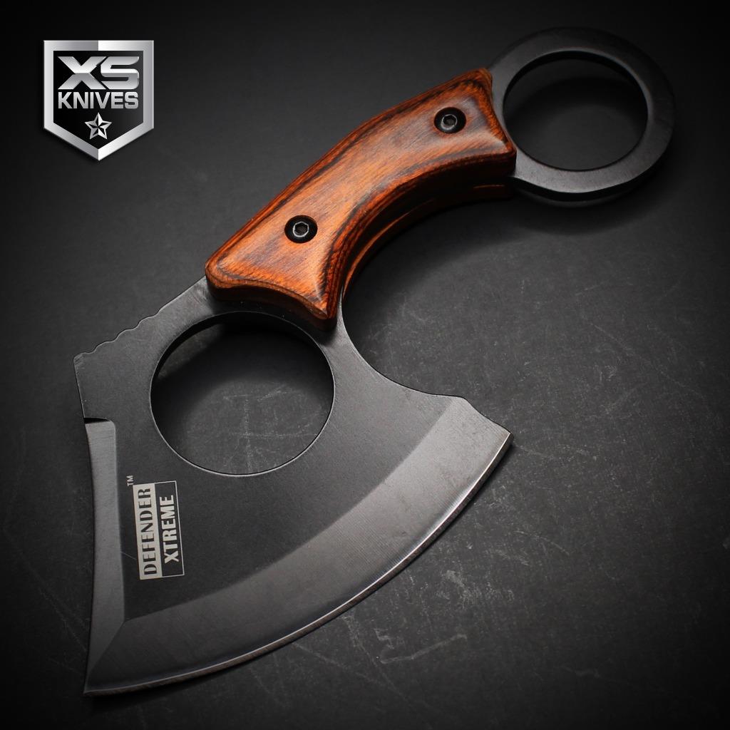 Black Tactical STRAIGHT EDGE Fixed Blade CLEAVER AXE Hunting Knife