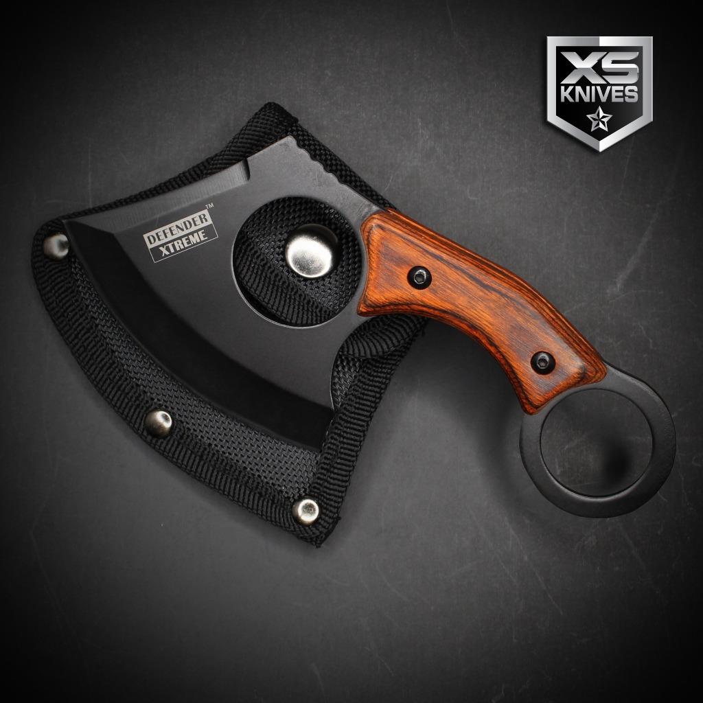 Black Tactical STRAIGHT EDGE Fixed Blade CLEAVER AXE Hunting Knife