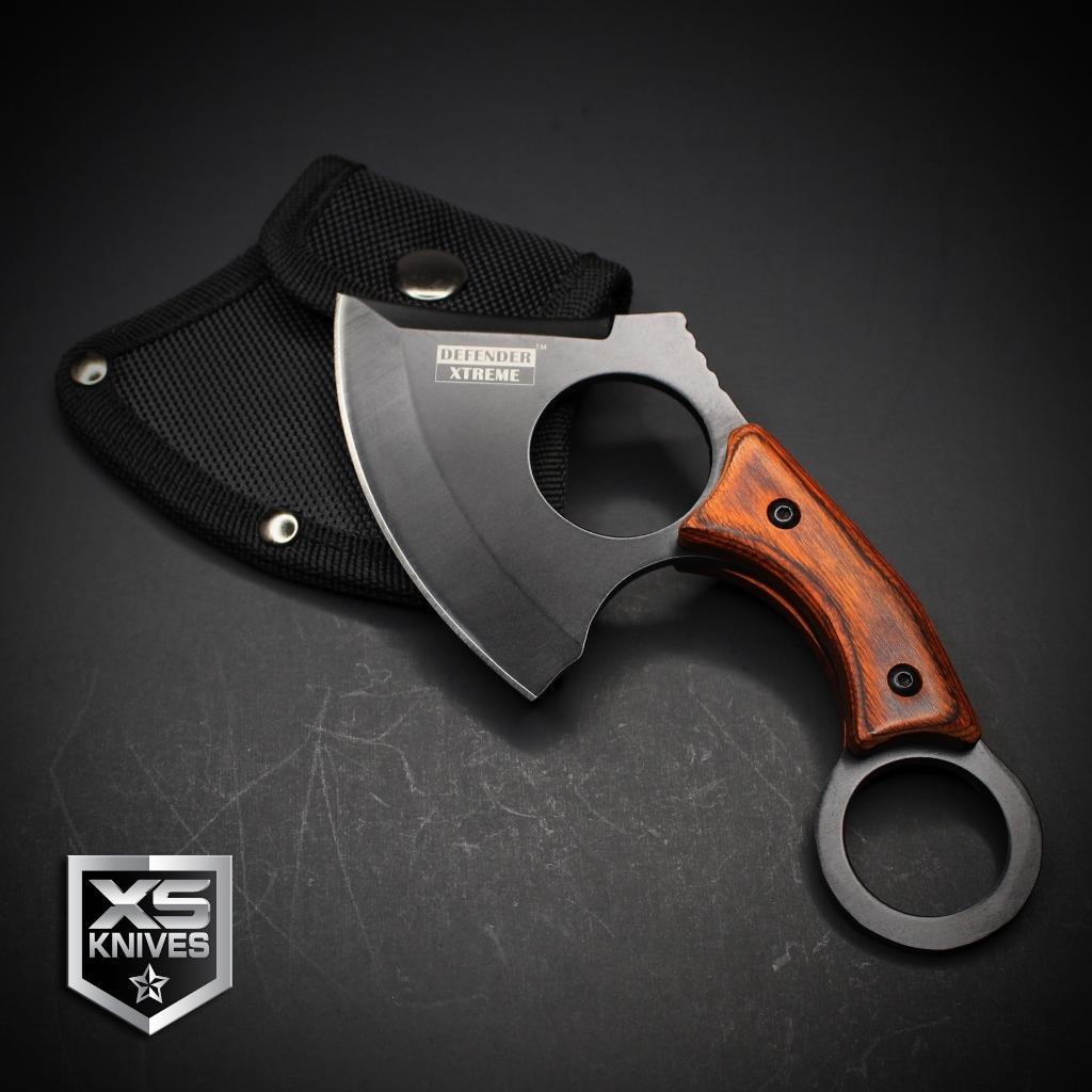 Black Tactical STRAIGHT EDGE Fixed Blade CLEAVER AXE Hunting Knife