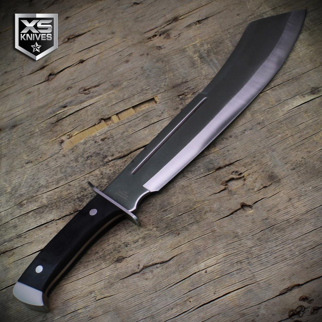 18" COMBAT Curved HUGE Machete Knife FULL TANG Hunting Sword JUNGLE