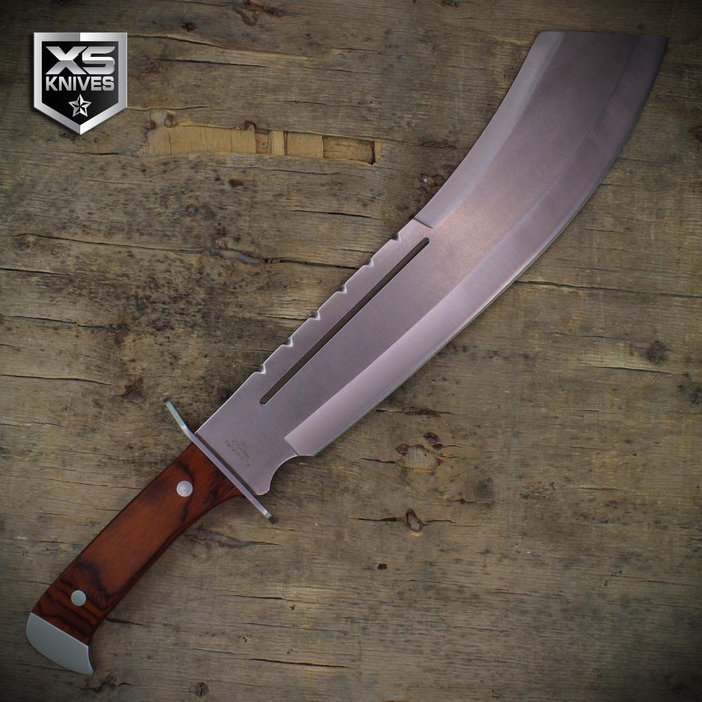 18" COMBAT Curved HUGE Machete Knife FULL TANG Hunting Sword JUNGLE