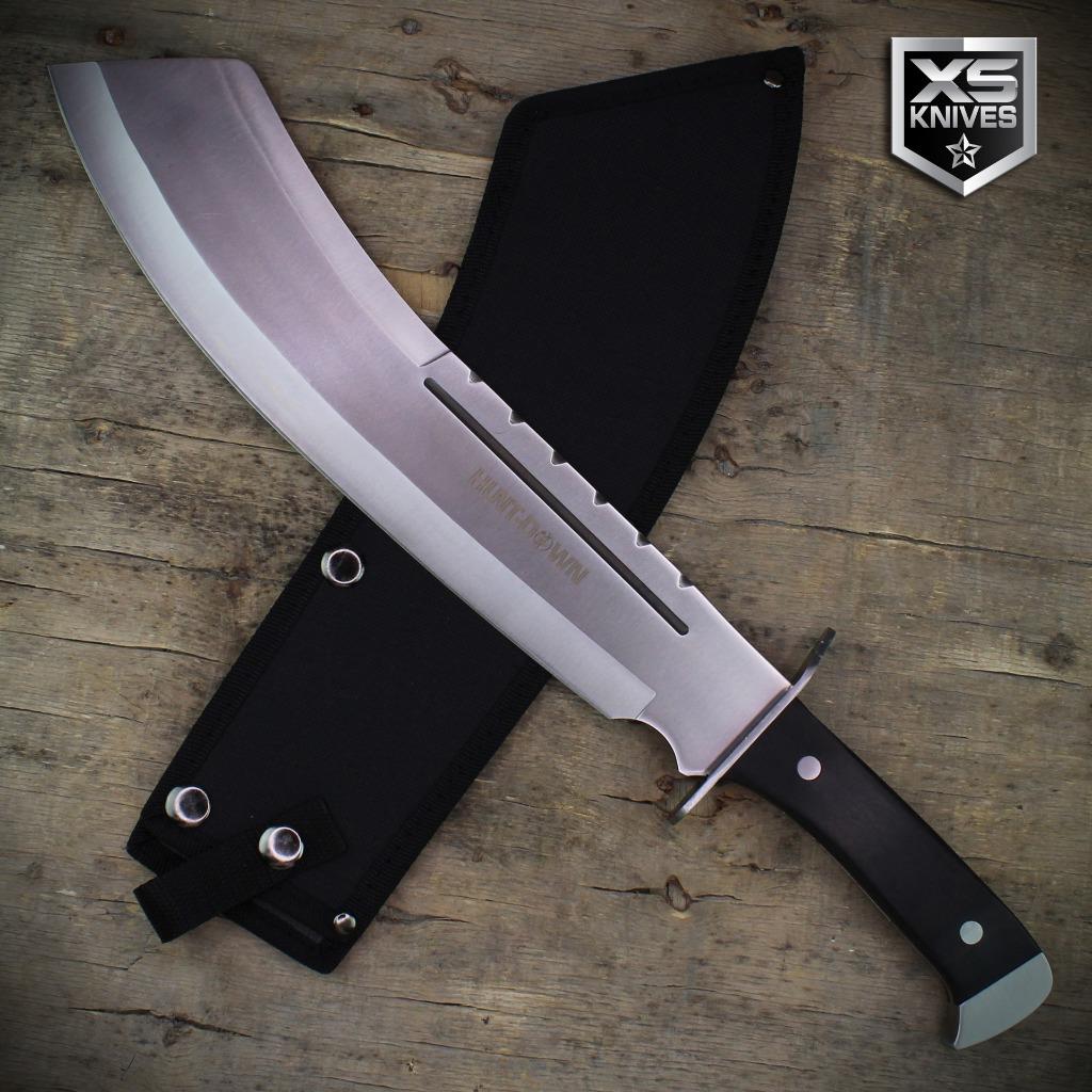 18" JUNGLE SURVIVAL Curved HUGE Machete Knife FULL TANG Hunting Sword