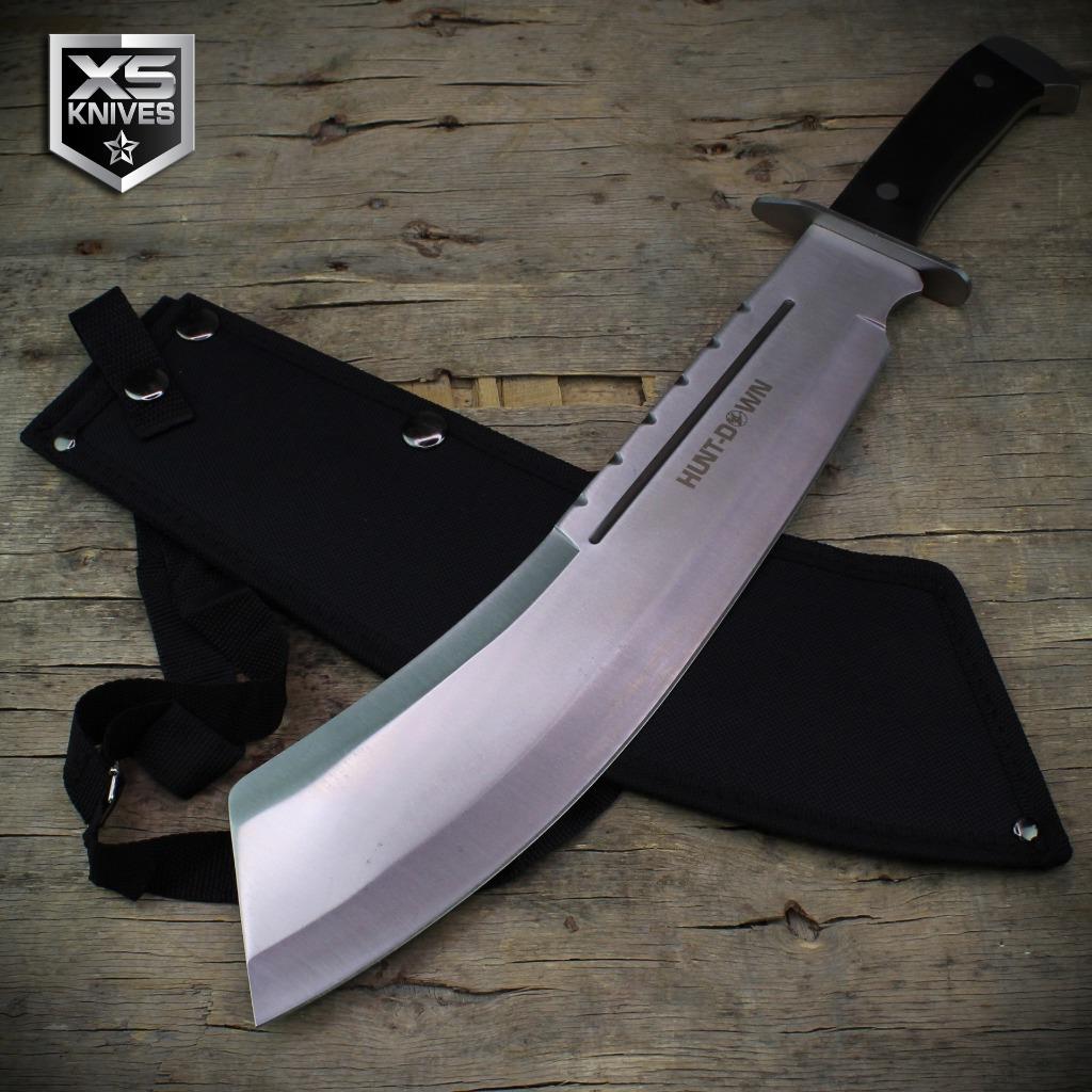 18" JUNGLE SURVIVAL Curved HUGE Machete Knife FULL TANG Hunting Sword