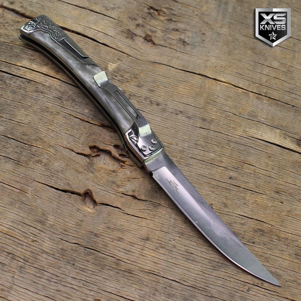 COWBOY Western Ornate Bolster LOCKBACK Folding Pocket Knife PEARL