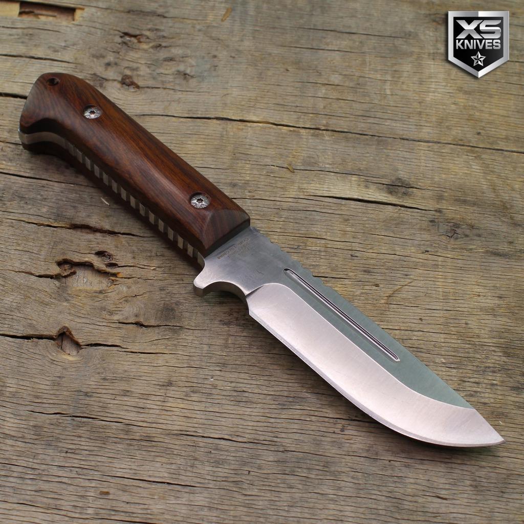 Tactical 9.5" Survival BUSH CRAFT Hunting BROWN WOOD Fixed Blade FULL