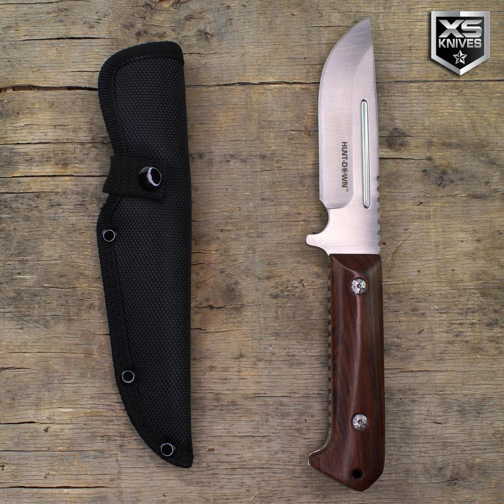 Tactical 9.5" Survival BUSH CRAFT Hunting BROWN WOOD Fixed Blade FULL