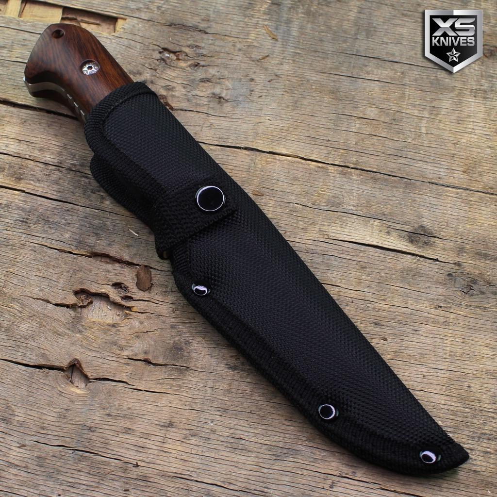 Tactical 9.5" Survival BUSH CRAFT Hunting BROWN WOOD Fixed Blade FULL