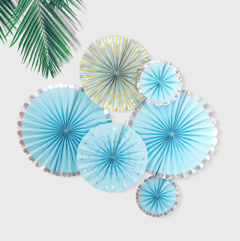 Colorful Paper Fans Party Decorations Hanging Decor Birthday Bridal Pink  Blue