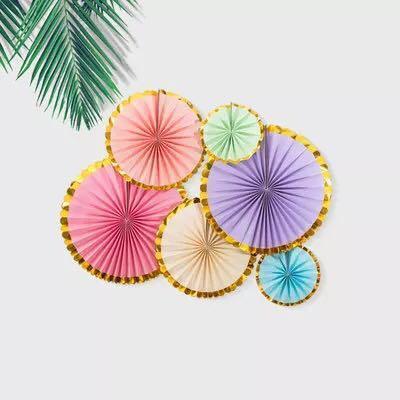 Colorful Paper Fans Party Decorations Hanging Decor Birthday Bridal Pink Blue