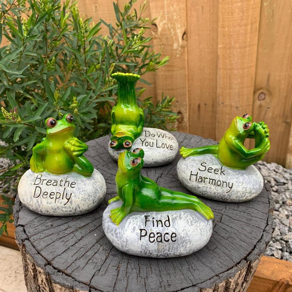 Frogs Decorative Yoga Frog on Stone Figurines Funny Garden Home Décor Ornament - Picture 11 of 11