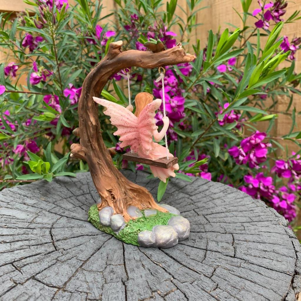 Fairy on Tree Swing Garden Décor Accessories Figurine Fairies