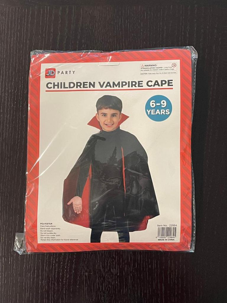 Halloween Vampire Cape Kid Costume Dracula Cloak Black Red Pirate Children - Picture 7 of 8