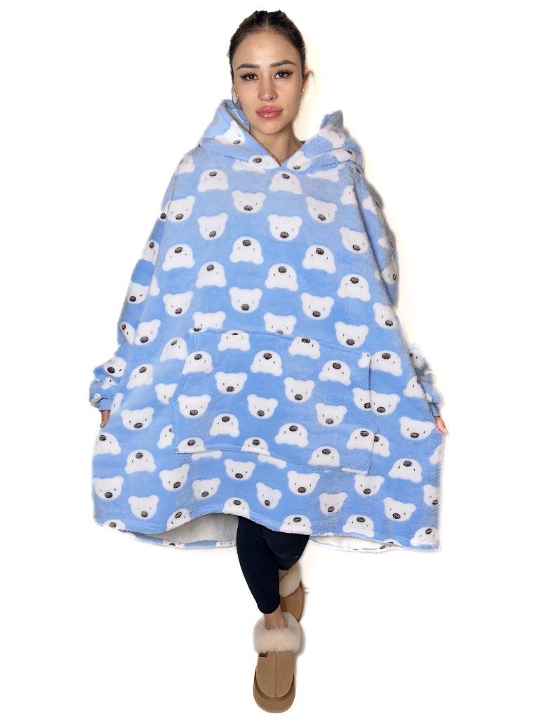 Hooded Blanket Soft Cozy Warm Fleece Wearable Oversize Blanket Hoodie - Foto 20 di 20