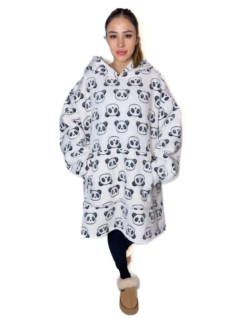 Hooded Blanket Soft Cozy Warm Fleece Wearable Oversize Blanket Hoodie - Foto 18 di 20