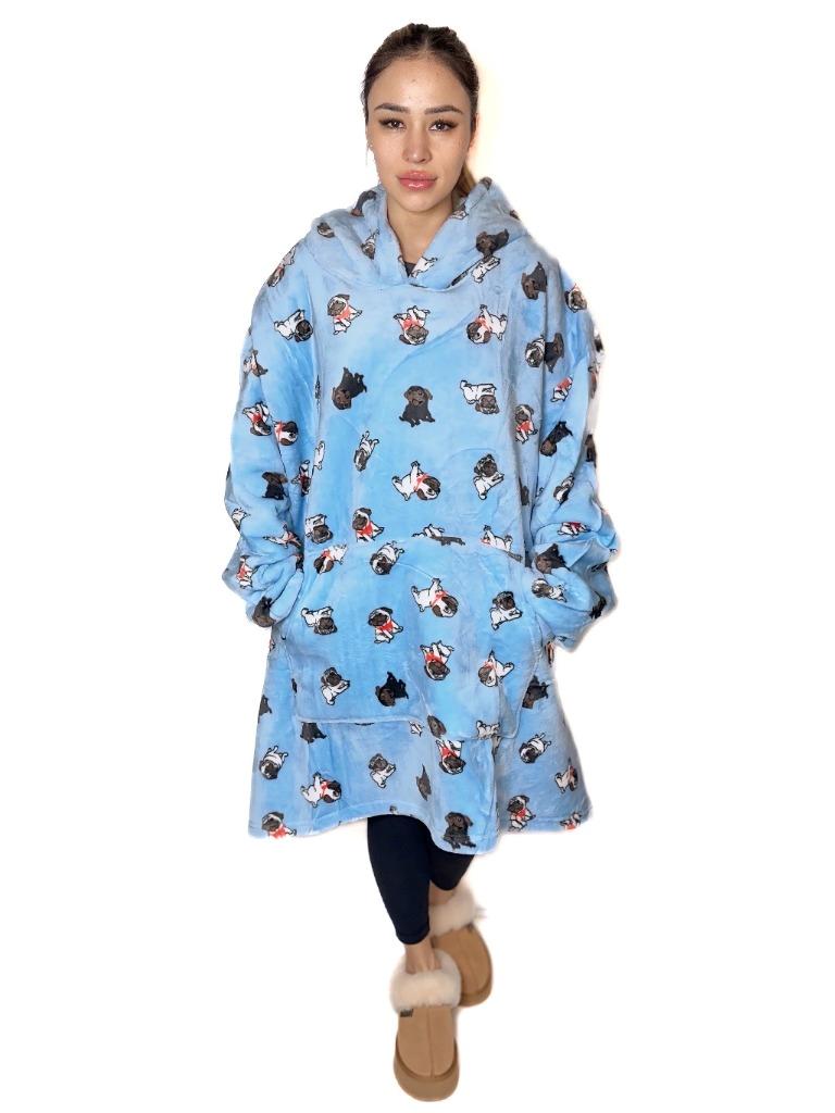 Hooded Blanket Soft Cozy Warm Fleece Wearable Oversize Blanket Hoodie - Foto 17 di 20