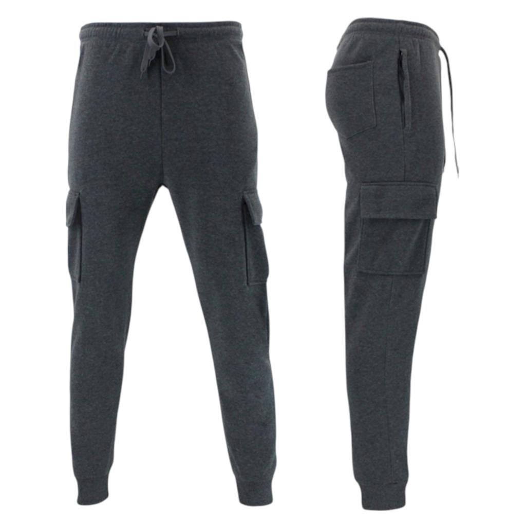 Mens Cargo Fleece Jogger Track Pants Slim Fit Zip Pocket Cuffed Gym Trackies - Picture 11 of 11
