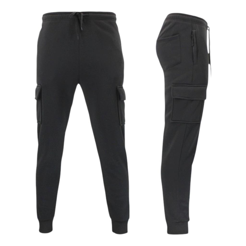 Mens Cargo Fleece Jogger Track Pants Slim Fit Zip Pocket Cuffed Gym Trackies - Picture 10 of 11