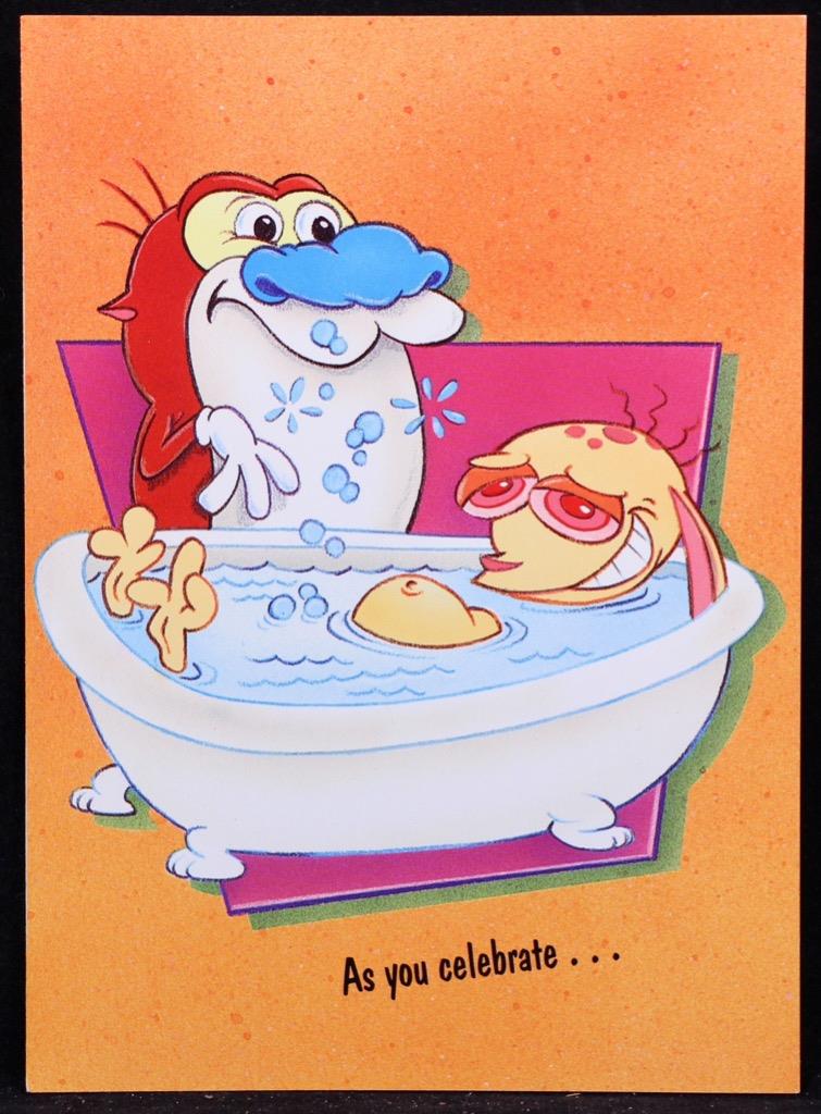 1993 "Ren & Stimpy Show" Congrats Greeting Card By Andrews ...
