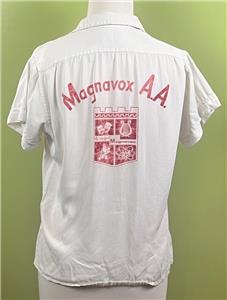Vtg 60's Women's Bowling Shirt by Crown Prince sz 36 White