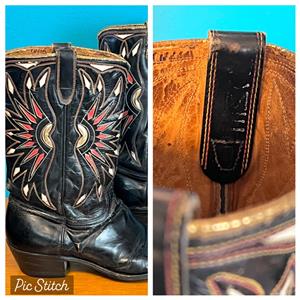 Vtg 1950's ACME Cowboy Boots 9.5 D Black w/ Inlaid Starburst | eBay