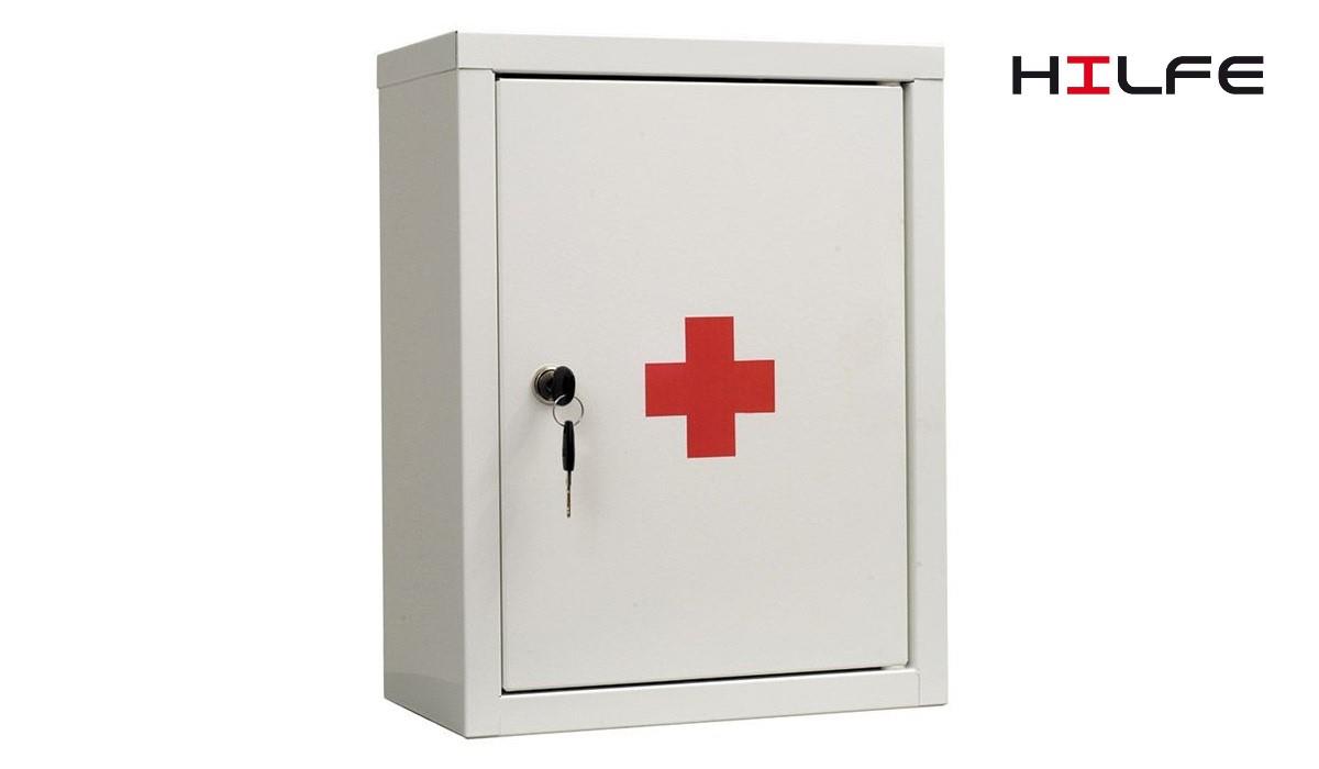 Wall Mountable First Aid Kit White Metal Storage Box Lockable Door