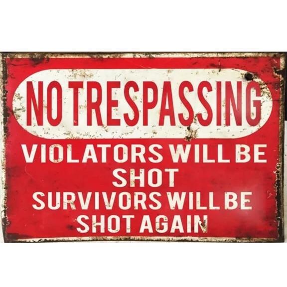 605 * warning area reproschild Tin-Sign cartel advertencia respeto privado VIP 