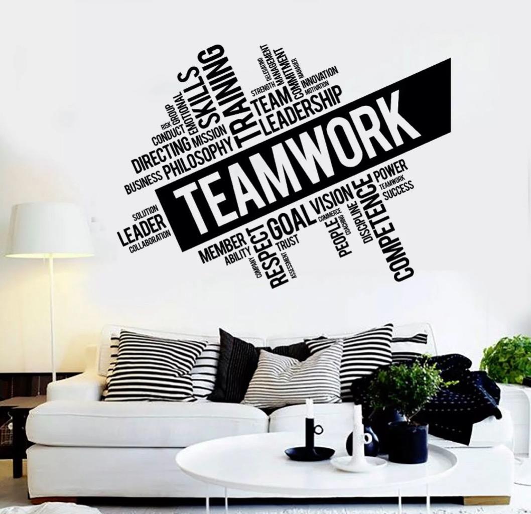 Wall Vinyl Sticker Mural Home Office Decal TeamWork Quote Motivational  Ambitions