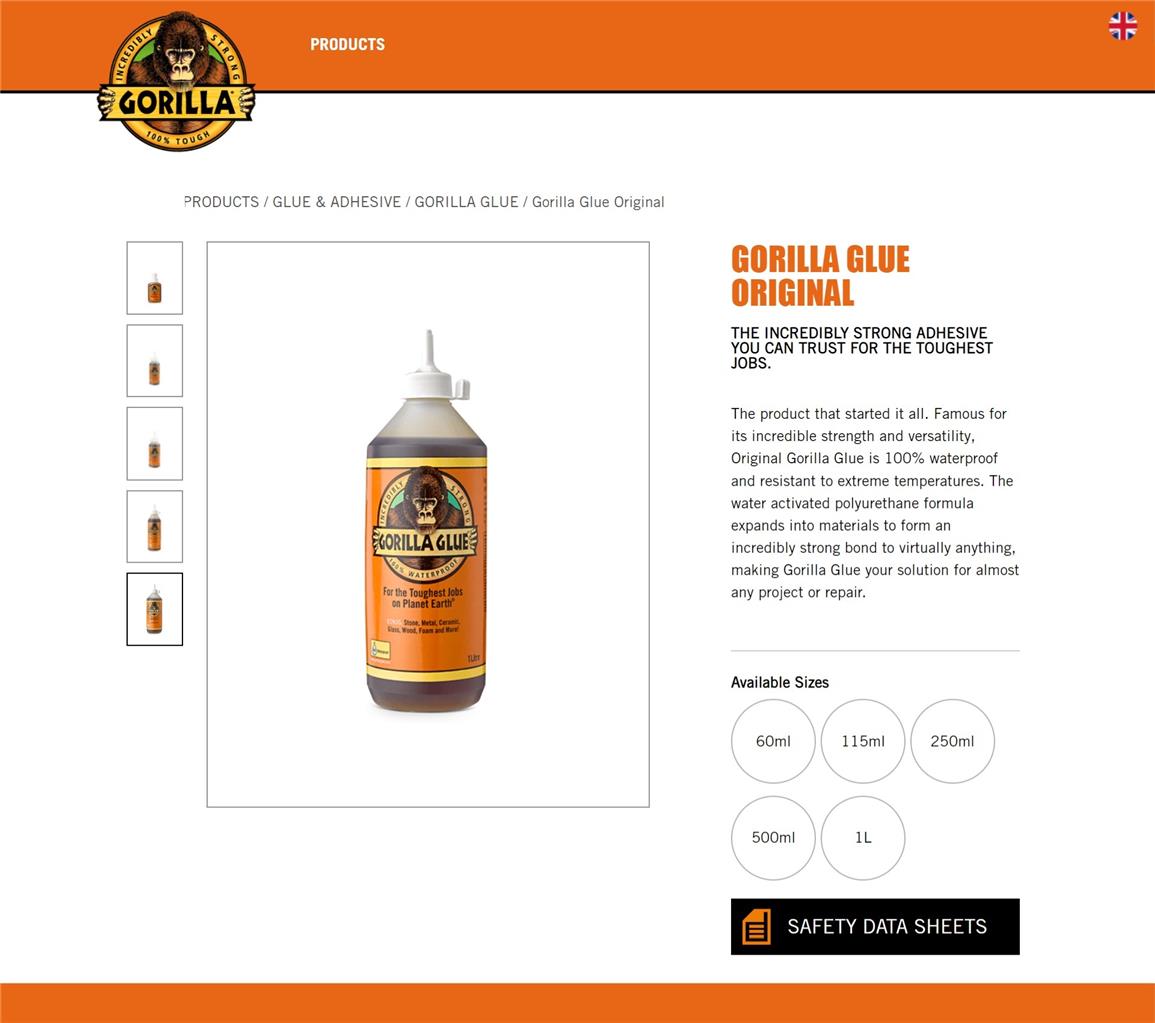 GORILLA GLUE ORIGINAL Incredibly Strong Adhesive Industry Trusted