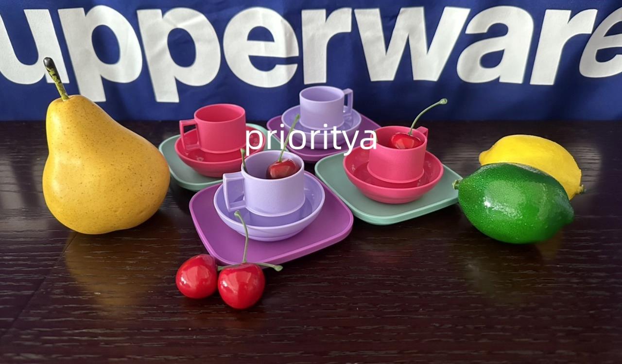Tupperware Mini Kids Party Toy Mini Bowl Mug Plate Pink Lilac Set of 12 New