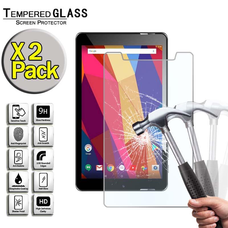 2 Pack Tablet Tempered Glass Screen Protector For Argos Bush Spira B3 8 inch