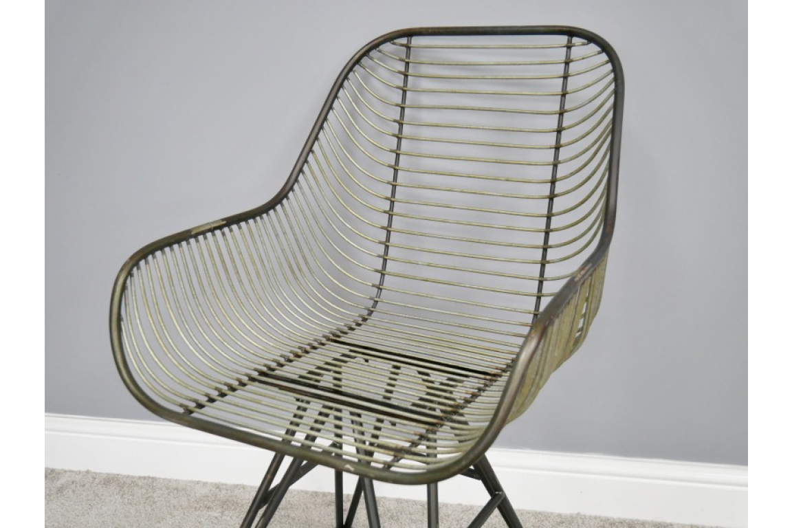 Metal Wire Accent Chair Grey Frame Iron Colour Seat
