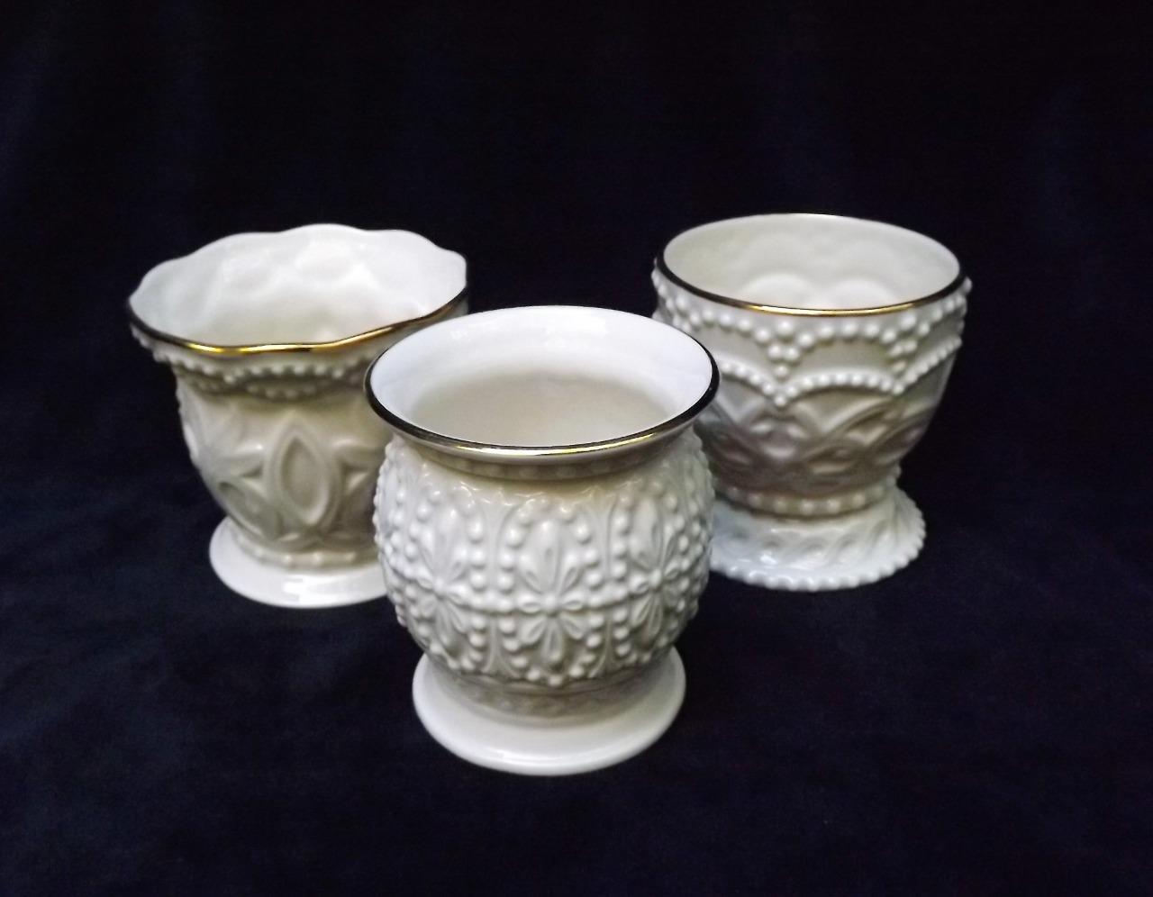 LENOX SMALL VASE SET, Signature Cream color 24K Gold trim Set of 3