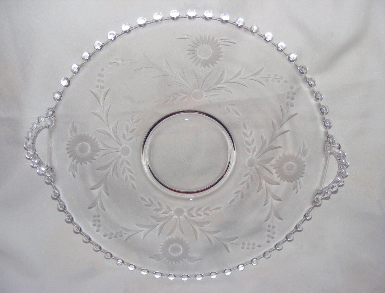 CANDLEWICK SERVING PLATTER, 16” Clear Glass Round Plate Imperial Glass