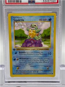 ゼニガメ 英語版 Shadowless Squirtle PSA9 PSA 9 1999 Pokemon Base Set Shadowless Squirtle #63/102 MINT