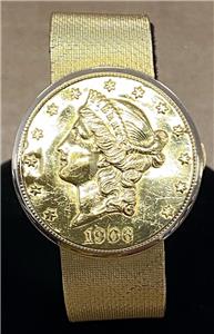 VACHERON CONSTANTIN 1906 TWENTY DOLLAR LIBERTY COIN 18K YG 34mm