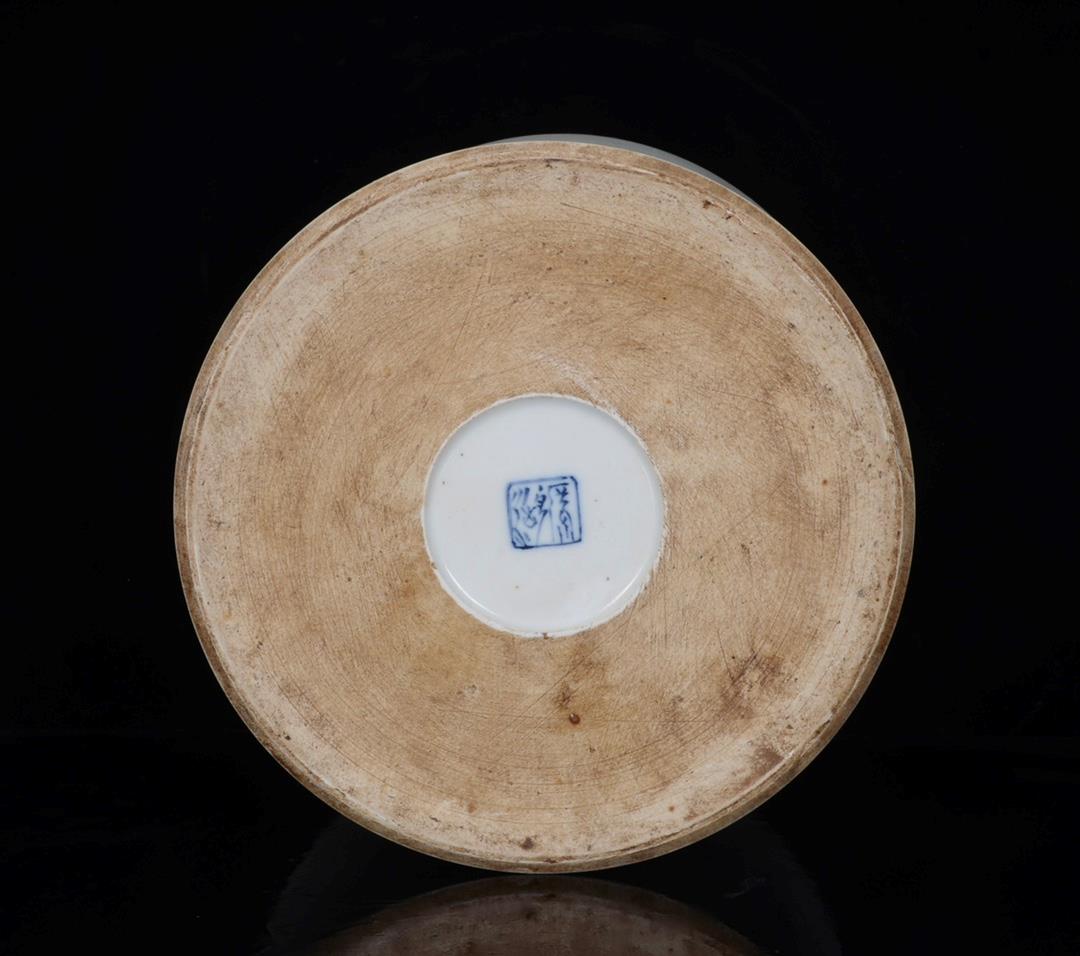 アンティークブリー値下げ OLD CHINESE BLUE AND WHITE PORCELAIN BRUSH POT WANG BU MARKED