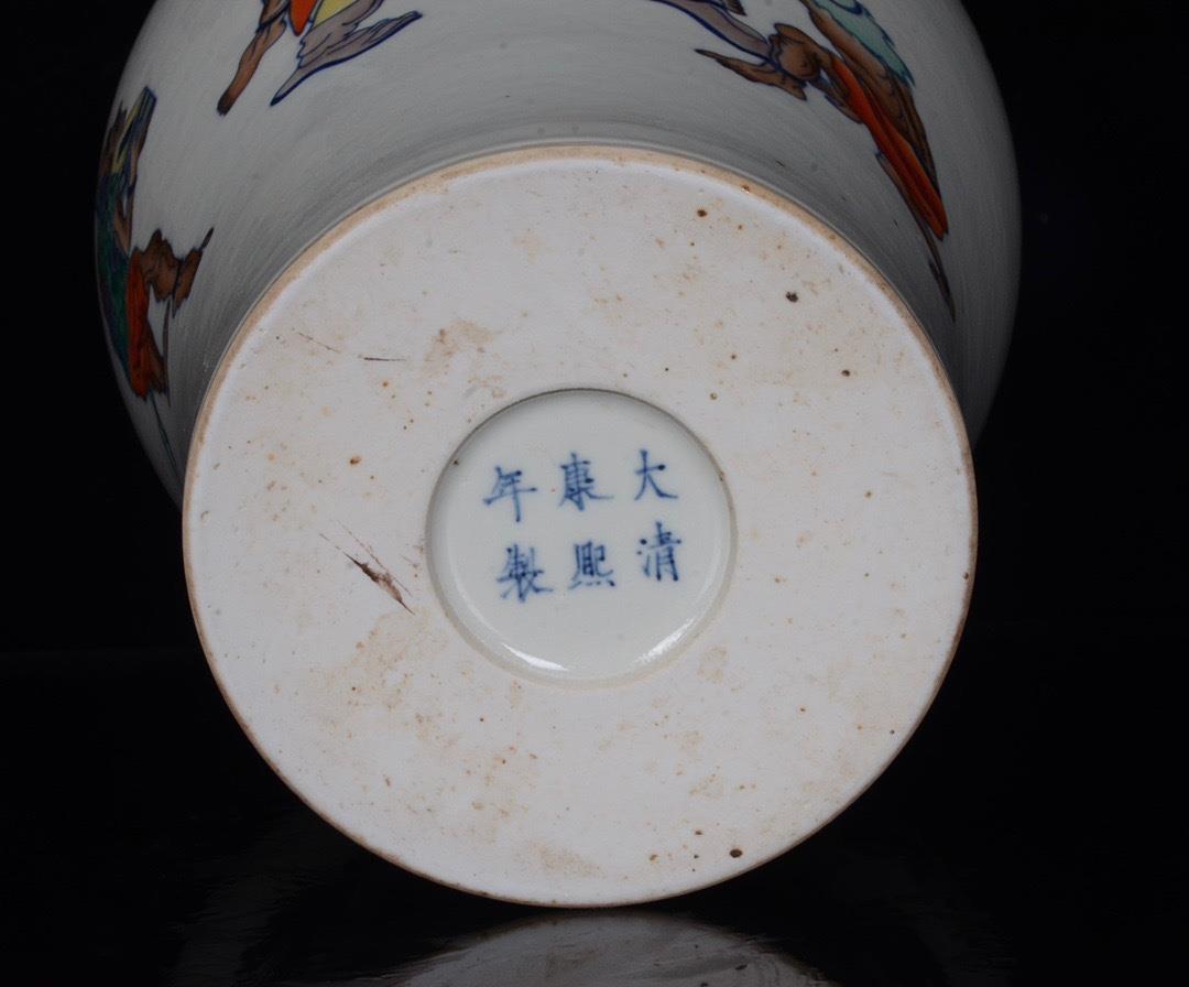 OLD FIVE COLORS CHINESE PORCELAIN VASE KANGXI MARKED ST1706 | eBay