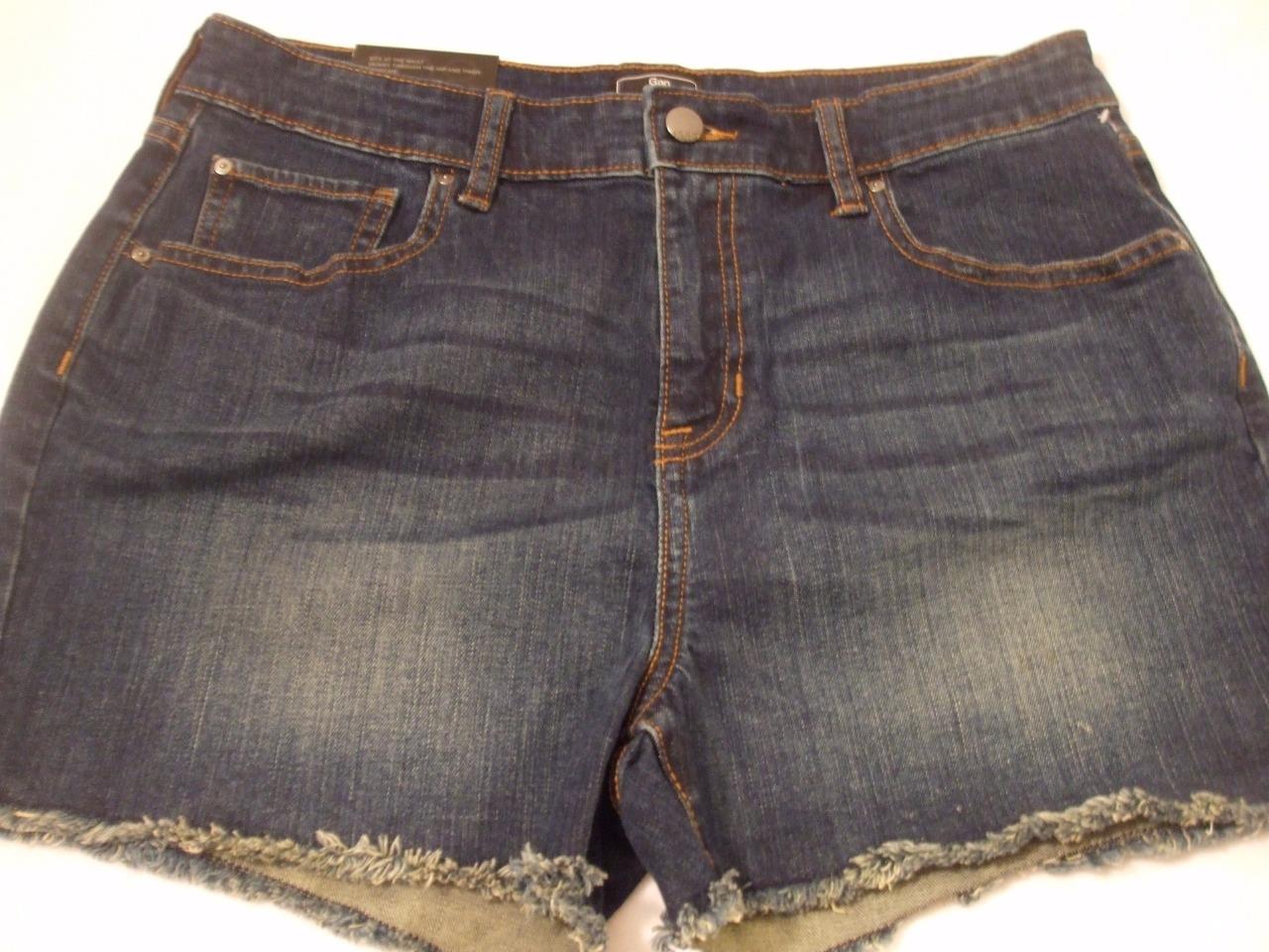 Gap Womens Shorts Dark Denim Med Indigo High Rise Jean Cut off NWT | eBay