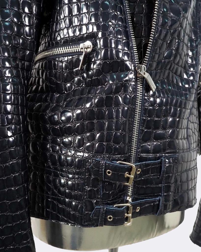 Emporio Armani Patent Crocodile Embossed Leather Biker Emporio Armani Patent Crocodile Embossed Leather Biker