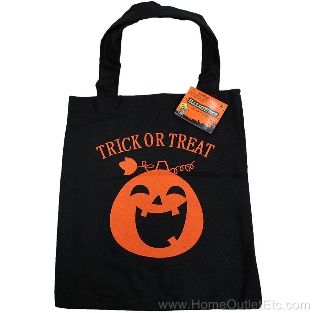 Felt Trick or Treat Bag Halloween Pumpkin Bat Reusable Candy Carry Tote ...